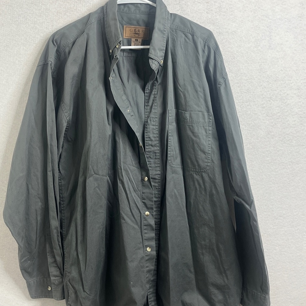 Vintage Gear for Sports Gray Cotton Button Down Shirt XL Casual Outdoor